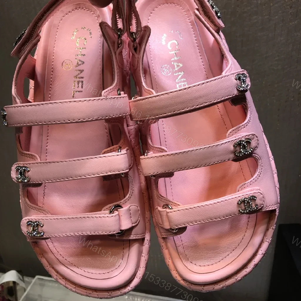 View 3 of Soft Pink Leather Sandals: Velcro- strap Chic Comfort