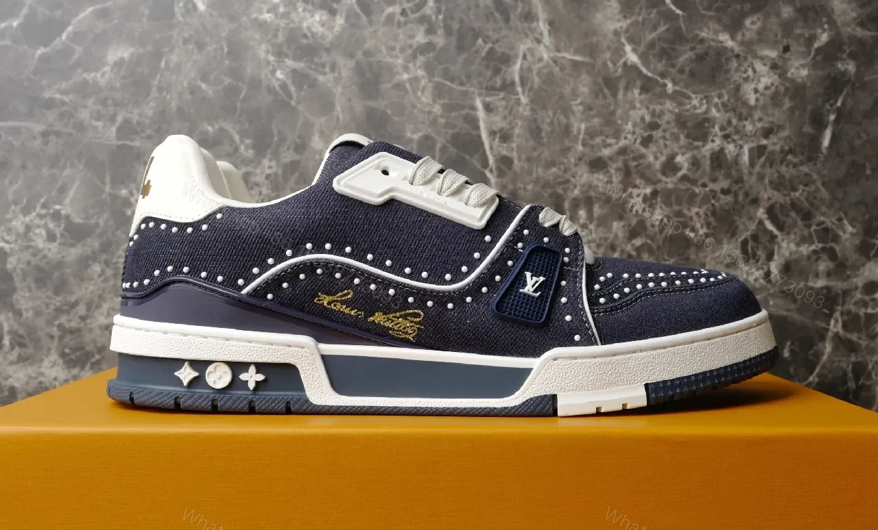 View 6 of Navy Suede Tech-Fabric High-Top Sneaker with Stud Detailing