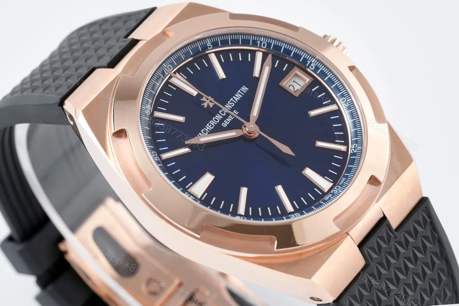 View 5 of Vacheron Constantin Overseas 4500V Series – Rose Gold Case, Blue Dial, Black Rubber Strap, 41MM Luxury Steel Watch