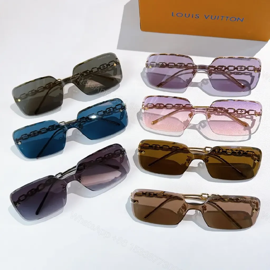 View 7 of Geometric Luxe Sunglasses with Chain Detail - Shield Lenses