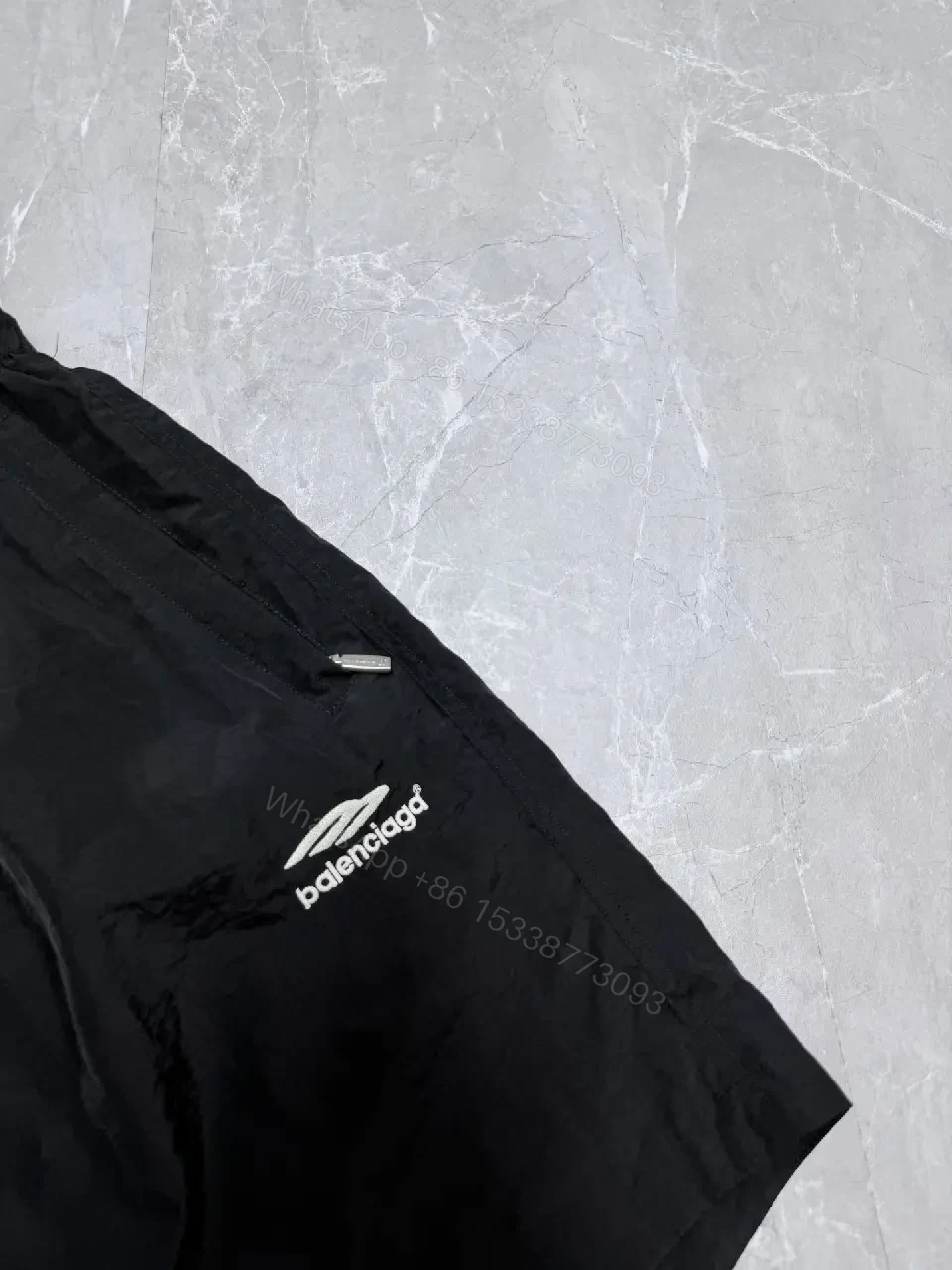 View 9 of Black Nylon Tech Shorts Lightweight Balenciaga Drawstring Closure Short Pants