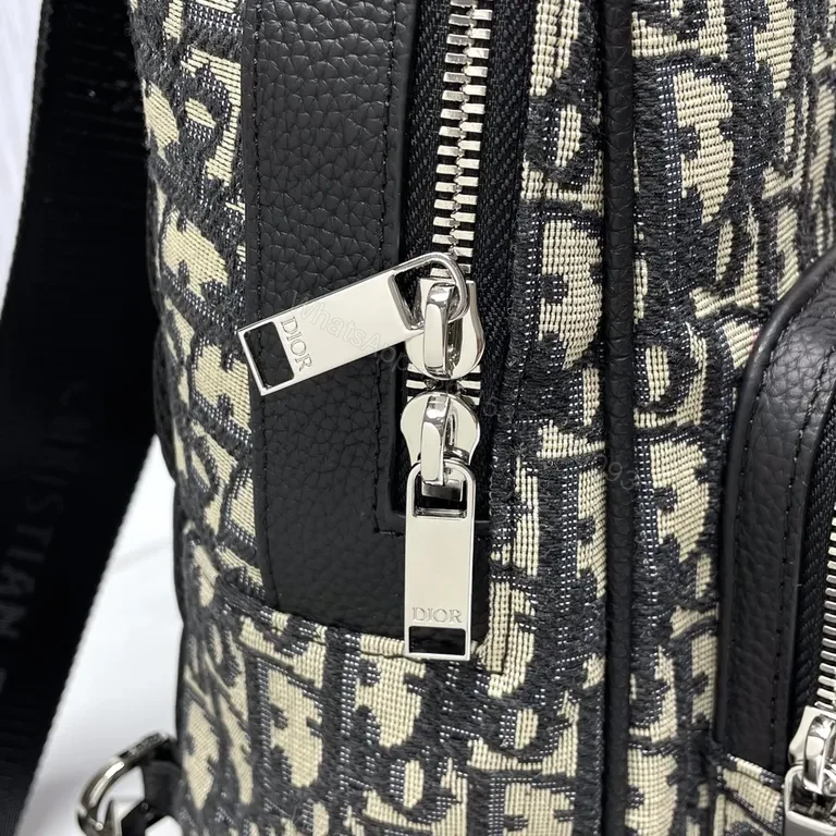 View 6 of Monogram Dior Backpack: Oblique Canvas, Black Leather, Luxe Daily Carry