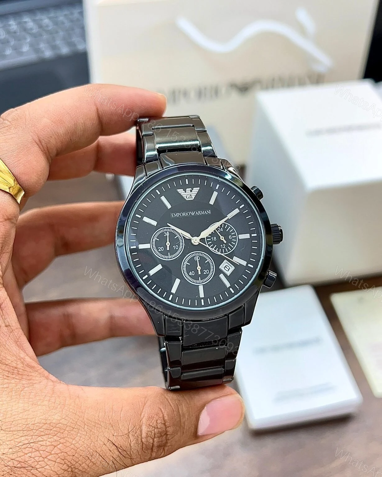 View 2 of Emporio Armani Mario 2488 Black Chronograph 43mm Quartz
