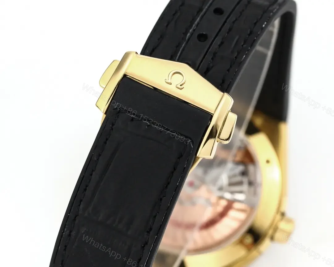 View 9 of Omega Constellation Meteorite Series 5th Generation 41MM Black Dial Gold Tone Watch with Black Leather Strap