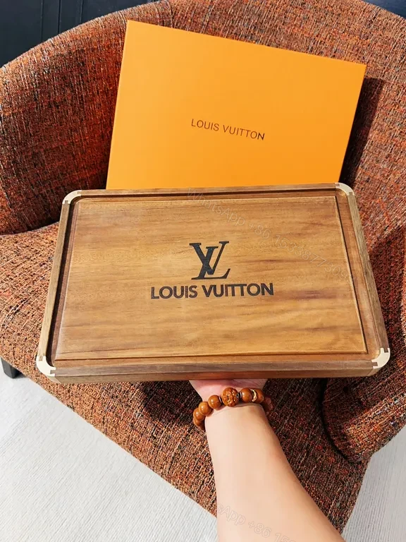 View 2 of Monogram LV Tray Desk Accessory â€” Brass Frame, Top Guarded