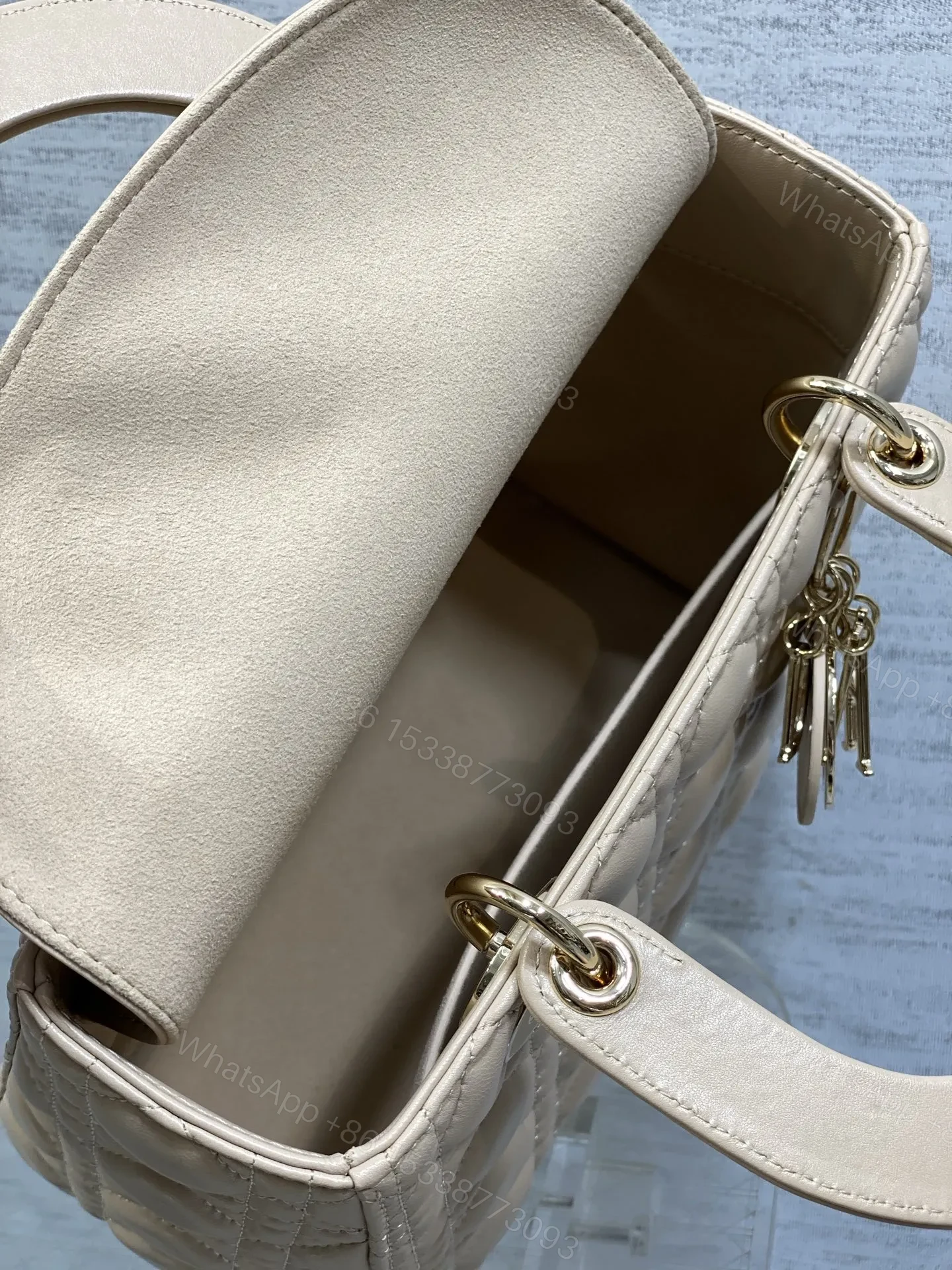 View 6 of Dior small Lady Dior bag in Beige Cannage
