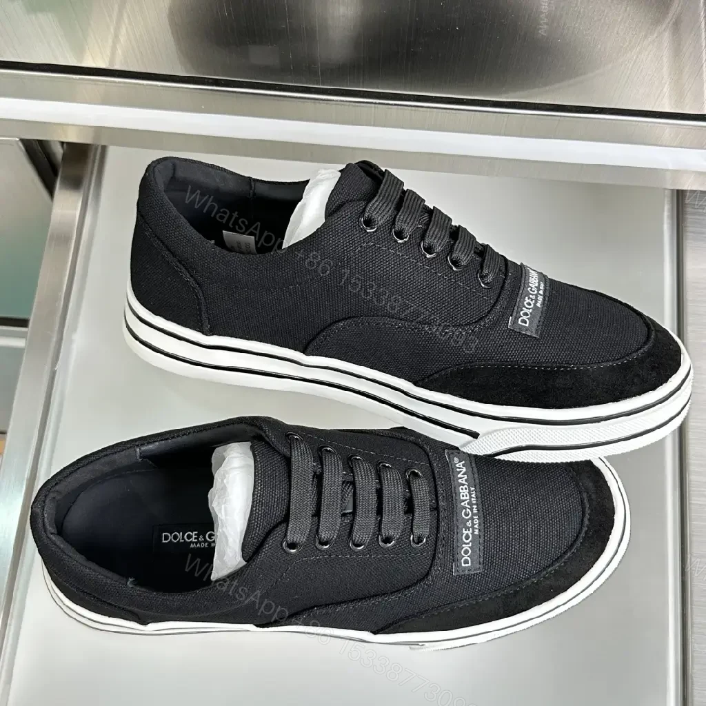 View 4 of Black Canvas Sneakers with White Sole, Dolce & Gabbana style, Casual Athletic Shoes