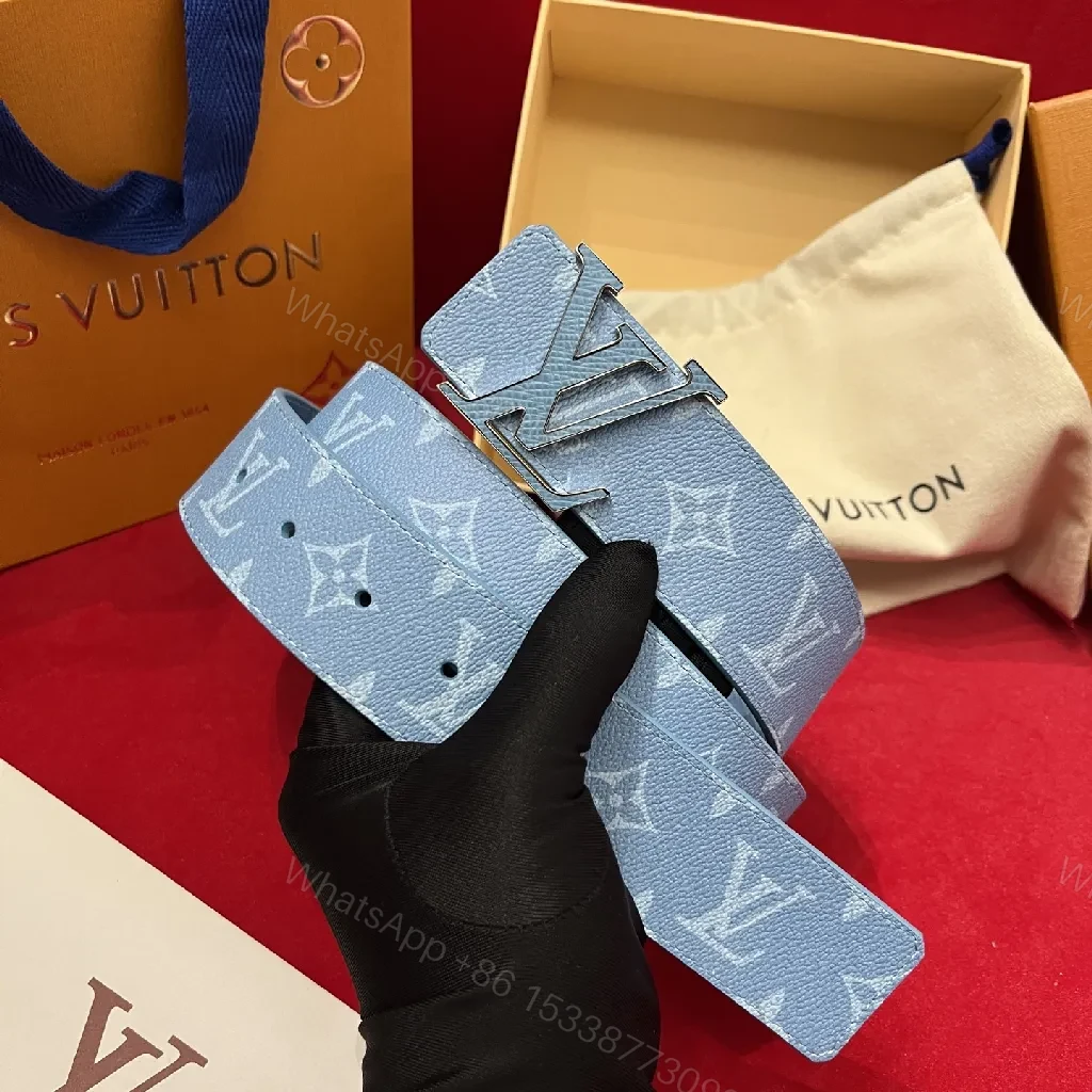 View 5 of Light-Blue Monogram Belt: Structured Luxury Everyday Elevation