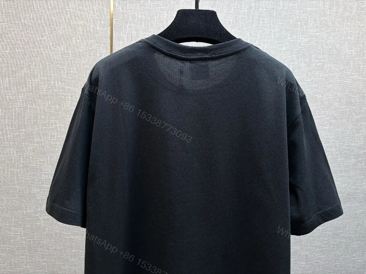 View 10 of Black Cotton T-Shirt with Green Clover Embroidery, Dior-inspired Style, Logo Feature, T-Shirt