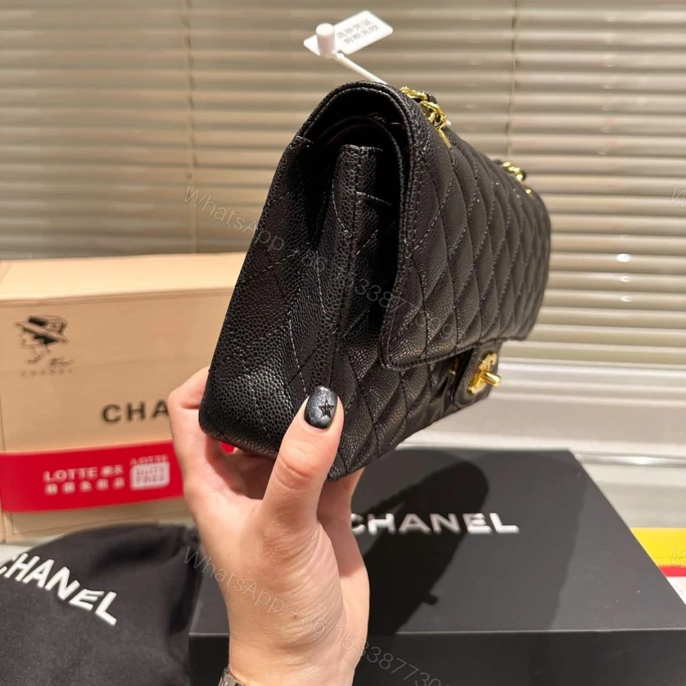 View 6 of Chanel Medium Classic Handbag Grained And Gold Tone Metal Black 26Cm