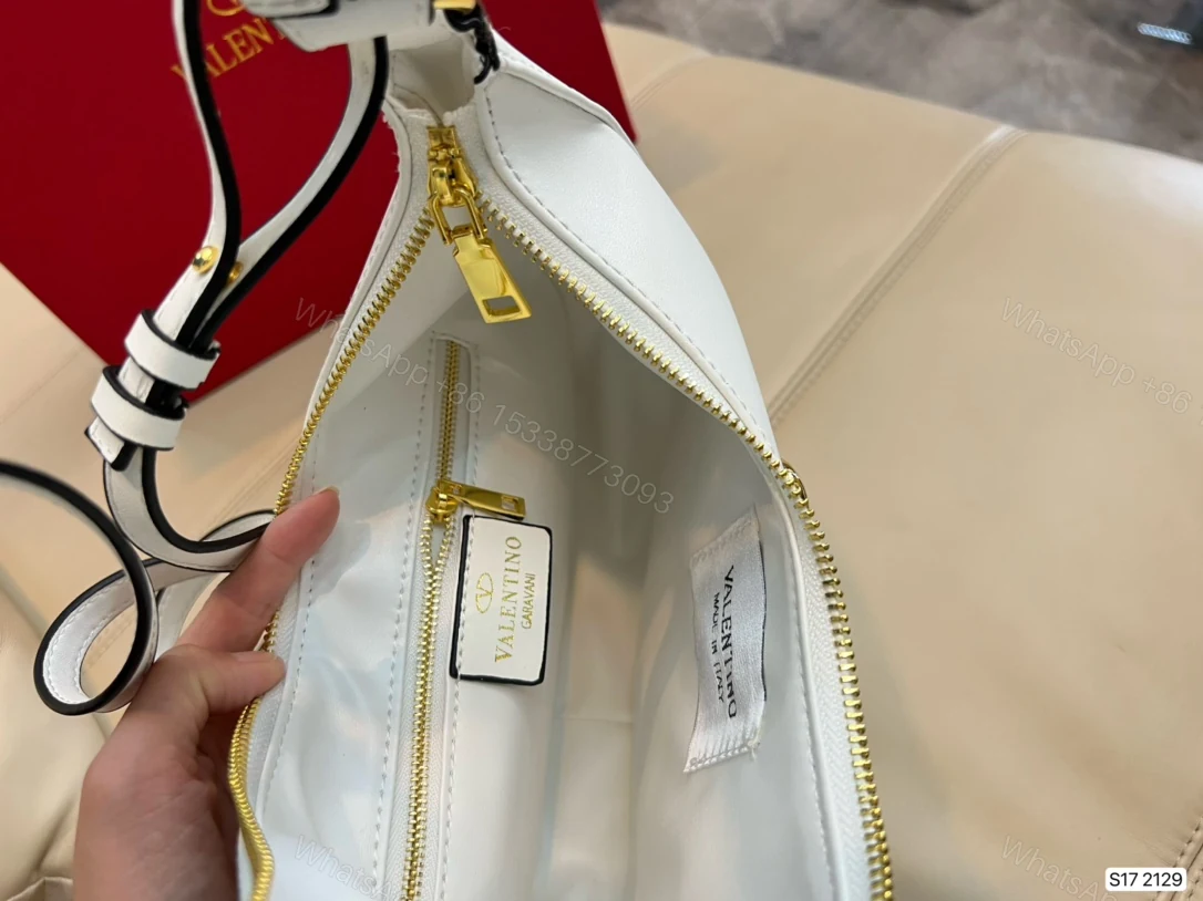 View 2 of VALENTINO STUD SIGN CALFSKIN HOBO BAG IN WHITE 1W2B0K69EIMI16