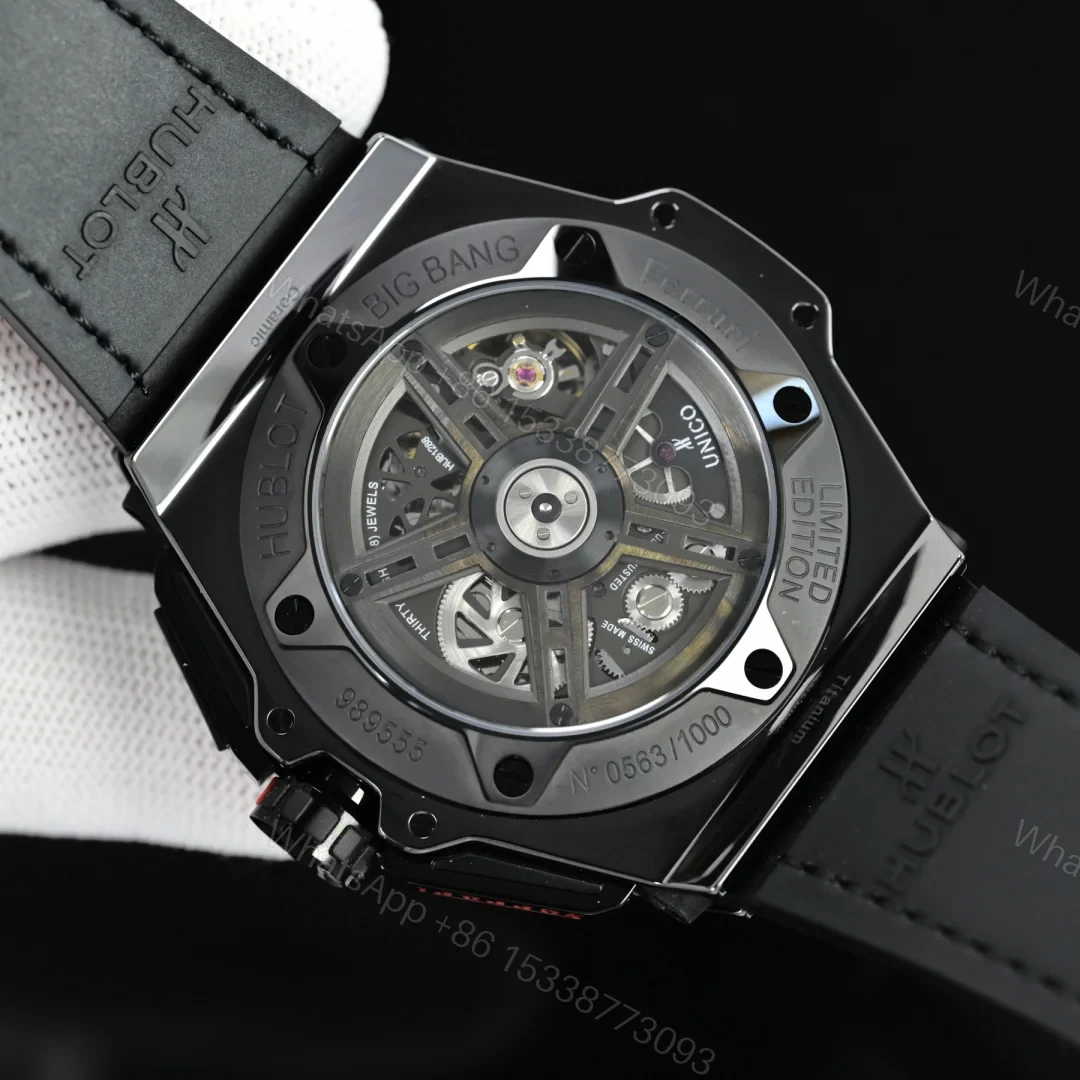 View 8 of Hublot Big Bang Ferrari Replica 45MM Premium Titanium Black Rubber Strap Edition RG-HUBLOT-FERRARI-F4-45