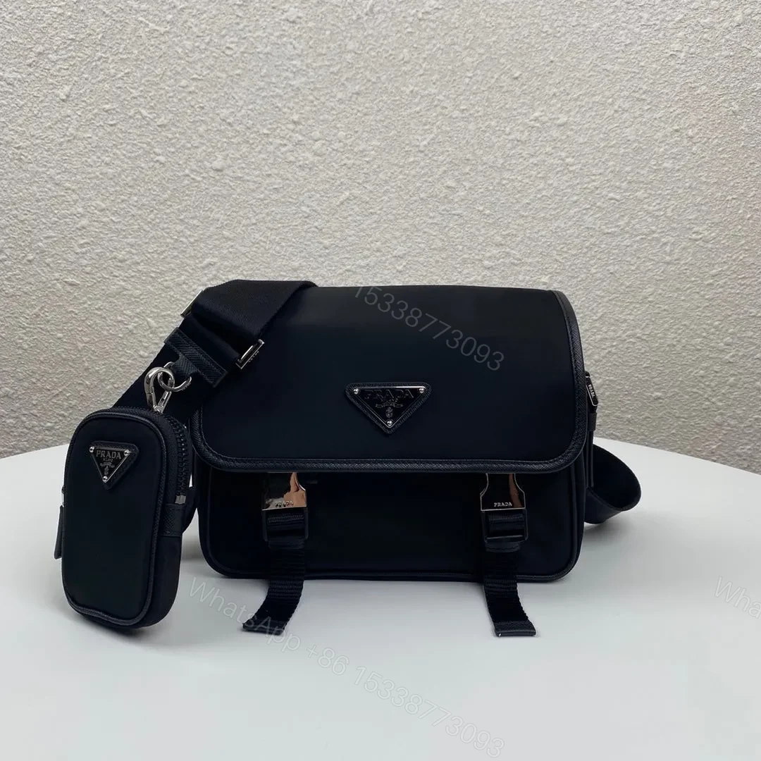 MESSENGER BAG 22 IN BLACK RE-NYLON — view 1