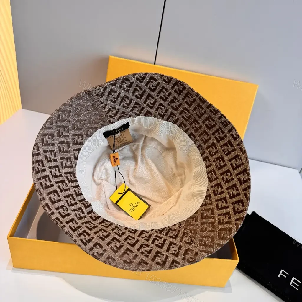 View 4 of Beige/Brown Quilted FF Pattern Bucket Hat with Brim