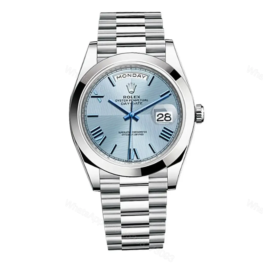 Swiss made Replica Rolex Day Date Ice Blue Dial Platinum — view 1