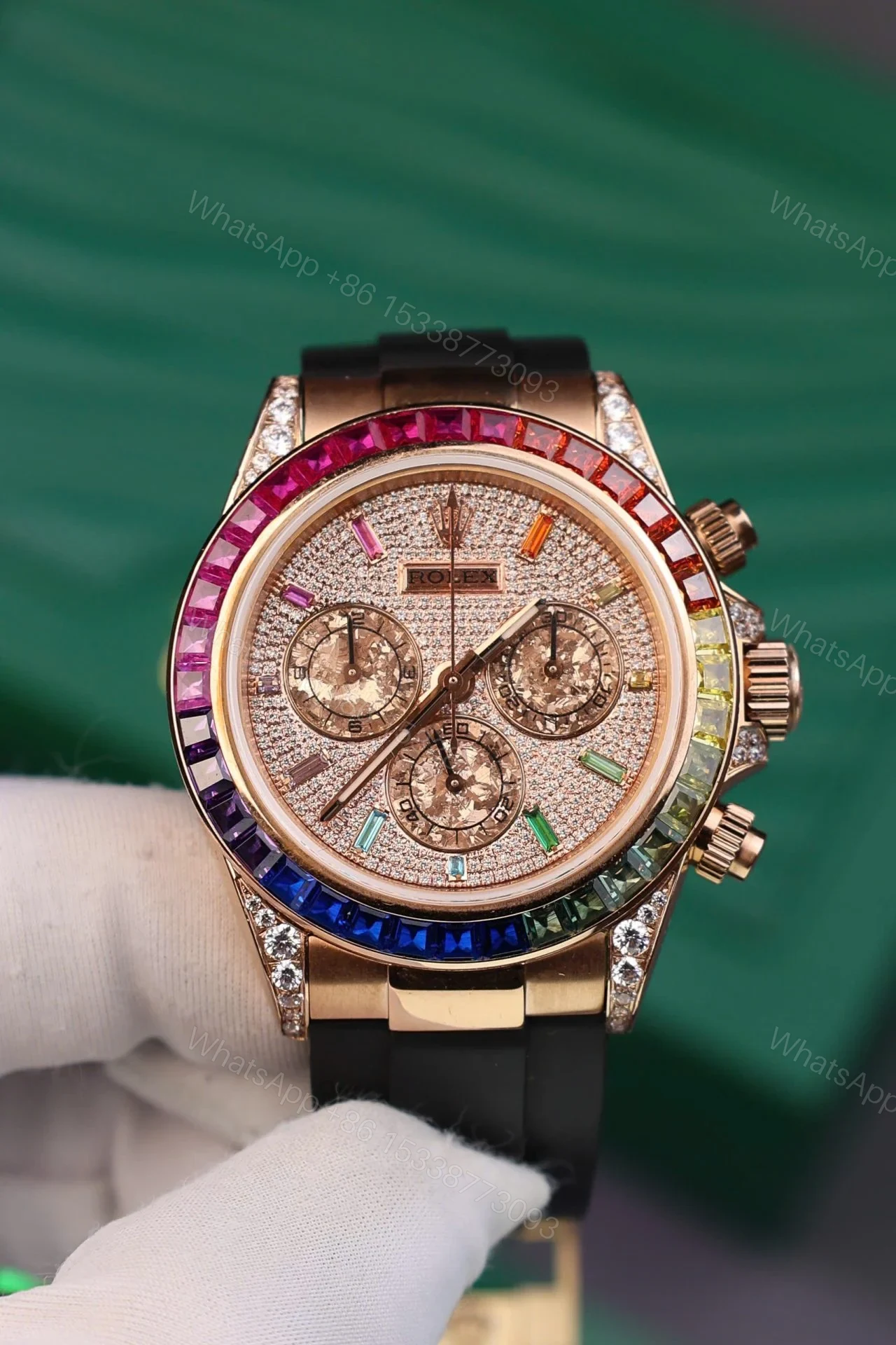 View 3 of Replica Rolex Cosmograph Daytona Rainbow Rubber Strap 40mm