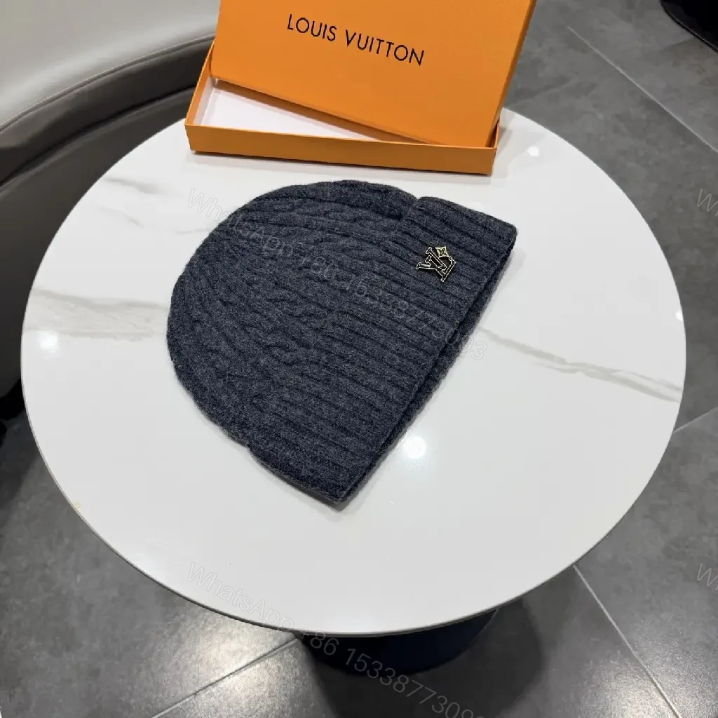 View 3 of Charcoal Wool Knit Beanie, Luxe-Style, Signature Pin