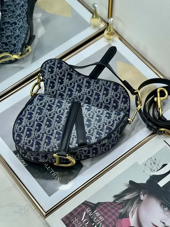 View 4 of Chic Denim Saddle Bag - Luxe Gold Hardware, Everyday Distinction