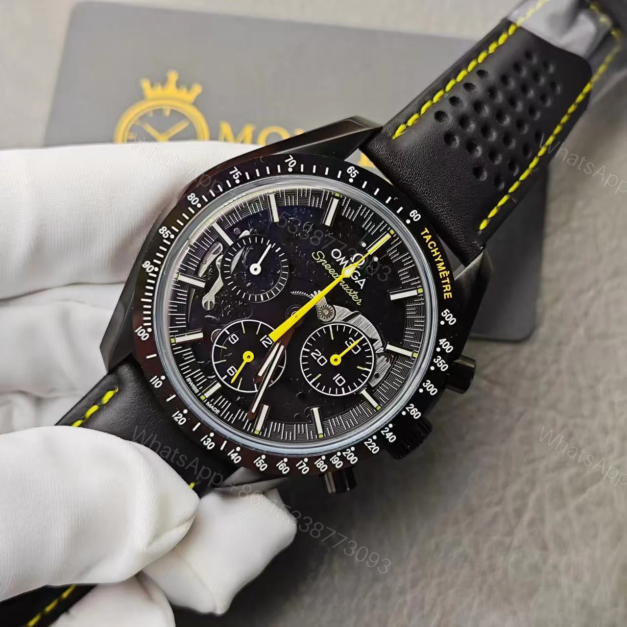 View 13 of Replica Omega Speedmaster Men Automatic Black Leather Watch O31192443001001