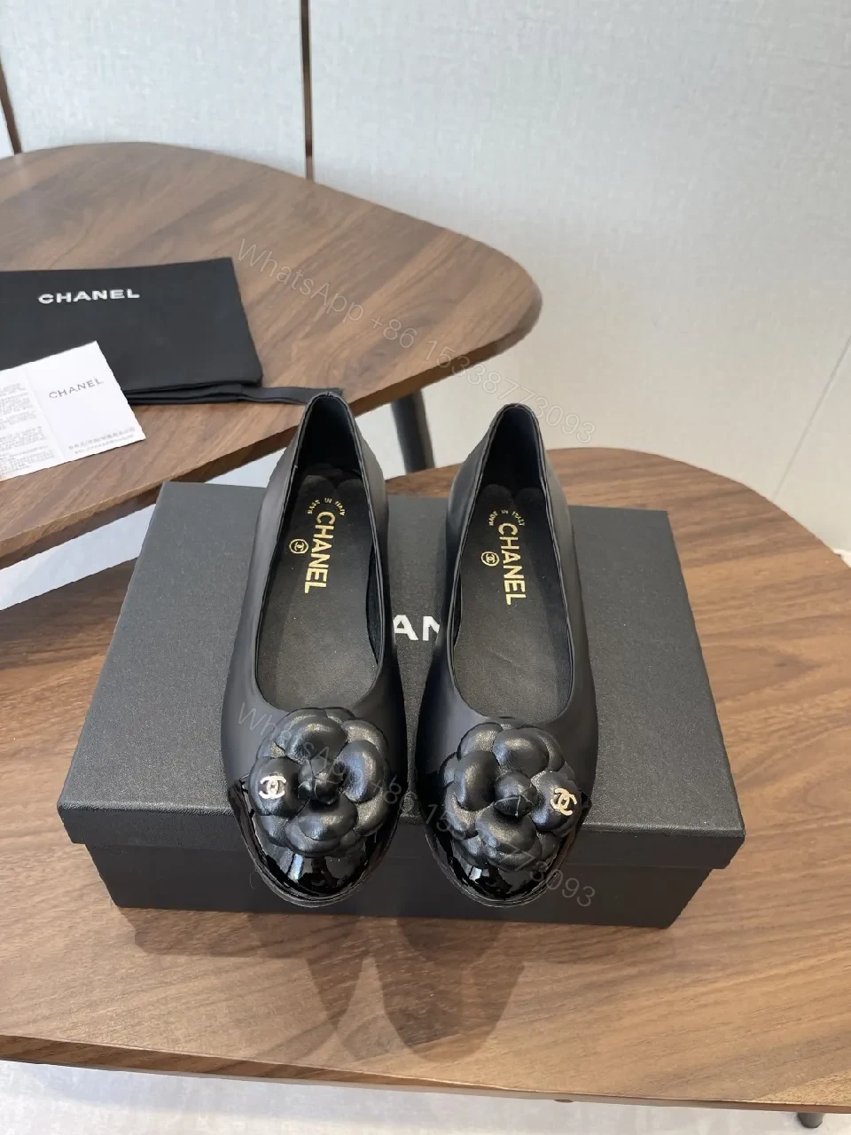 View 8 of Black Leather Ballet Flats + Signature Flower Ornament + Classic + All-Day Comfort + Flats