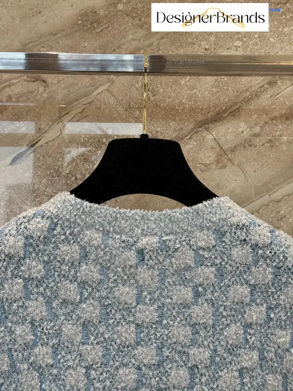 View 9 of Bouclé Bluish-Gray Cardigan Jacket: Luxe Texture & Comfort