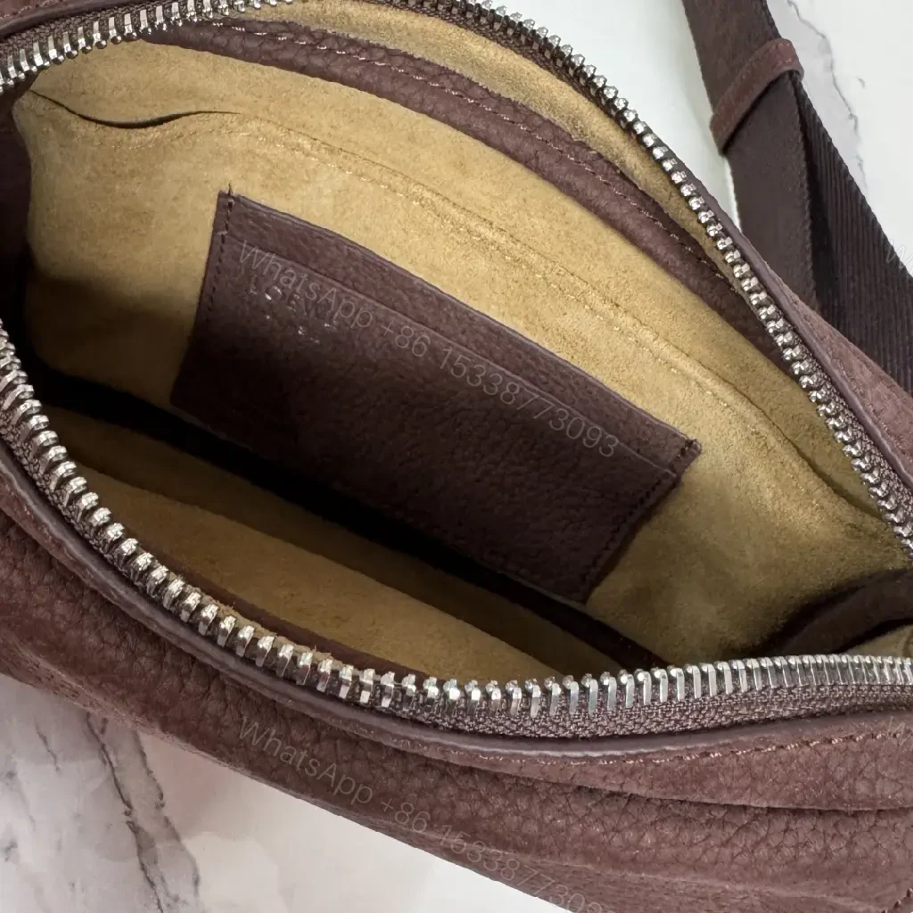 View 3 of Compact Burgundy Pebbled Leather Messenger