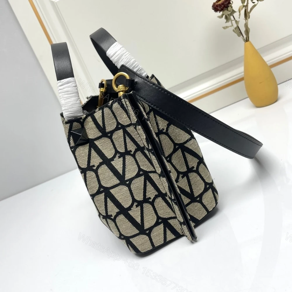 View 4 of VALENTINO GARAVANI MEDIUM TOILE ICONOGRAPHE HANDBAG BLACK 25CM