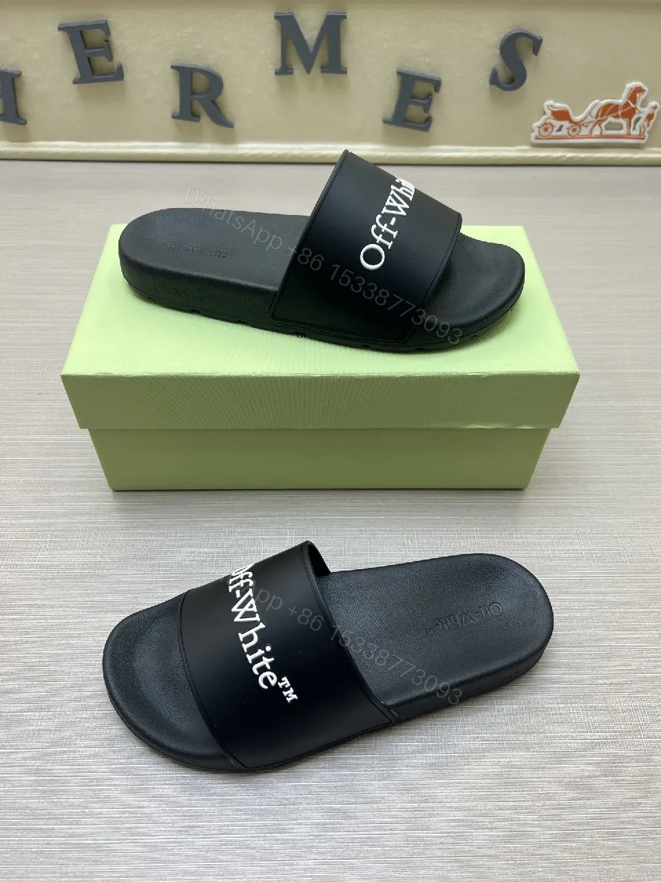 View 7 of Bold Minimalism Black PU Slides - Unisex Comfort