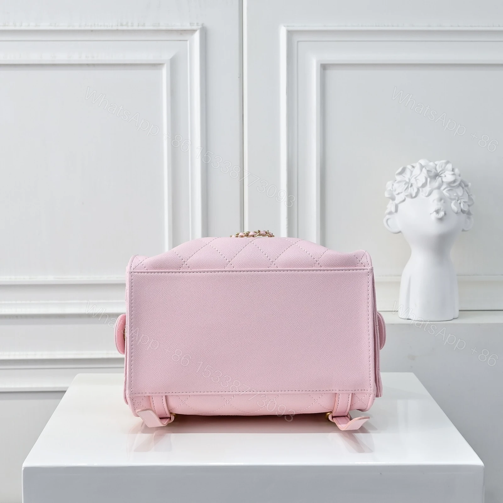 View 5 of Chanel 25 Medium Size Backpack Grain Effect And Gold Metal Pink 23Cm