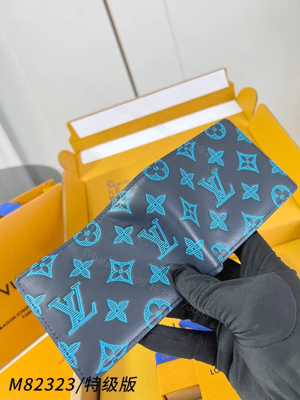 View 2 of Bold Blue Monogram Bi-Fold Wallet – Modern Luxe Cardholder