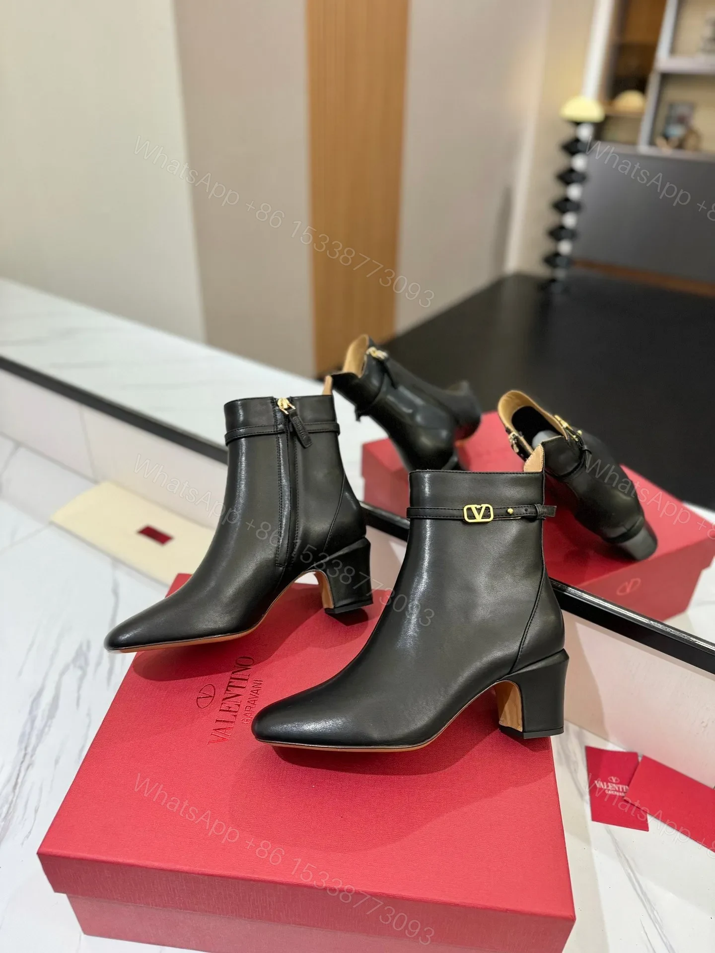 View 6 of Valentino Women Black Leather Ankle Boots