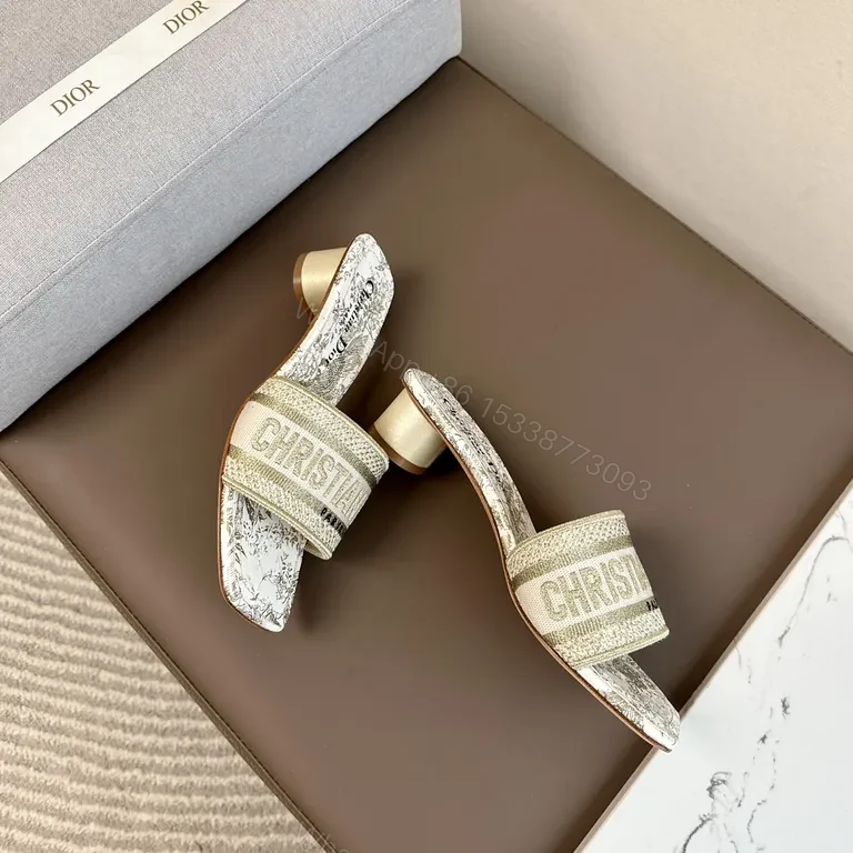 View 8 of Chic Crystal-Embellished Slide Sandals with Dior-Style Straps