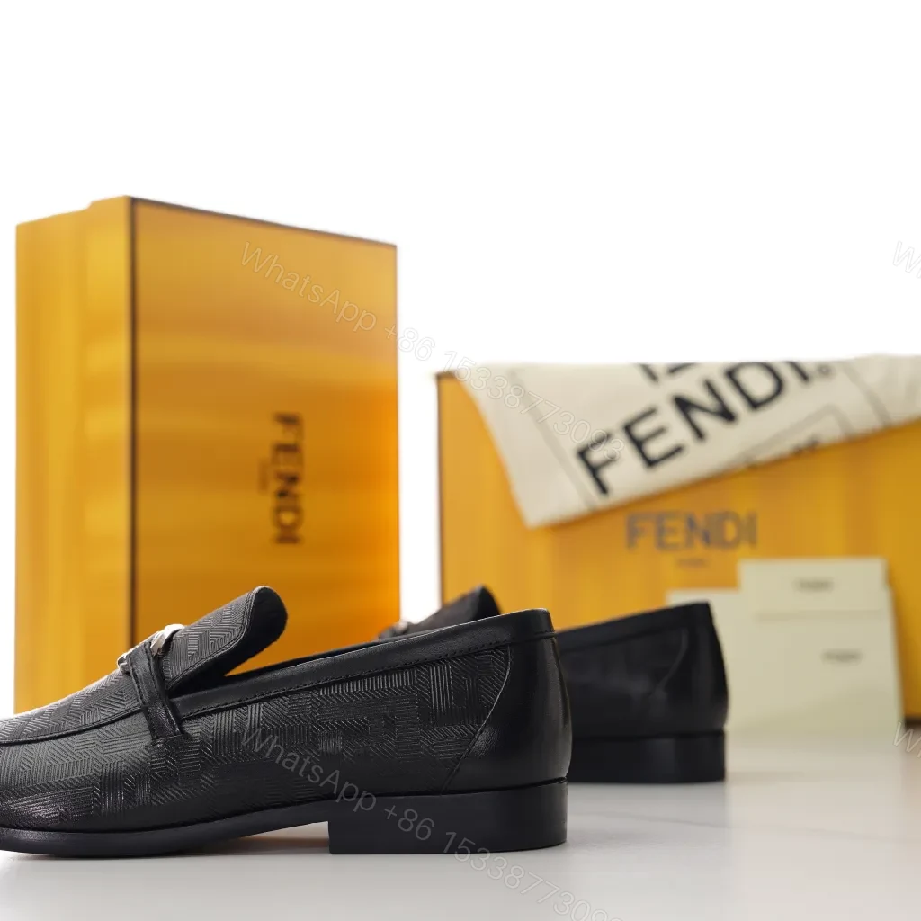 View 9 of Black Embossed Leather Loafers with Buckle - Everyday Luxury Shoes