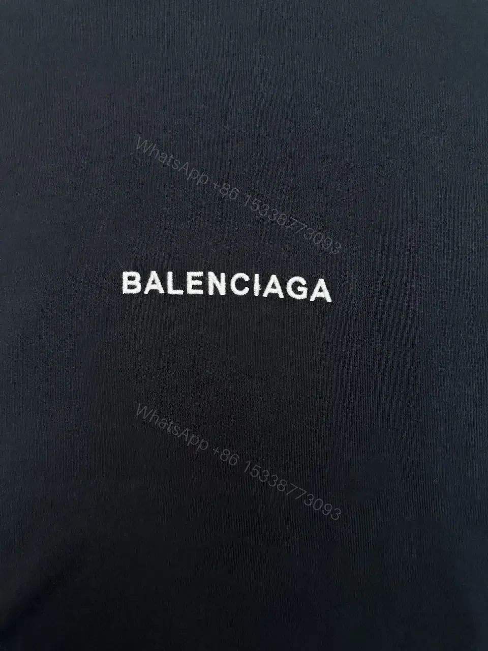 View 2 of Black Cotton Oversized Balenciaga Logo T-Shirt with Crest Patches