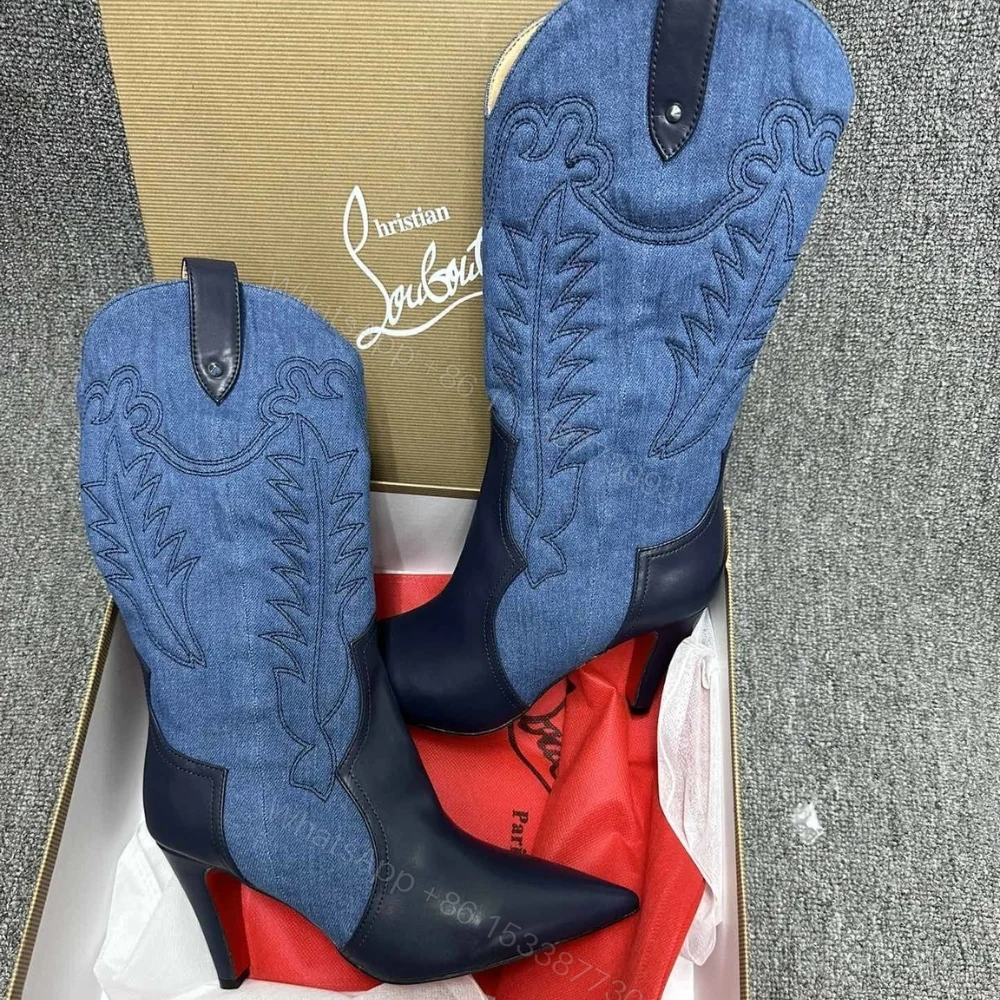 View 8 of CHRISTIAN LOUBOUTIN SANTIABOOTY 85 BOOTS DENIM BLUE 32404636603