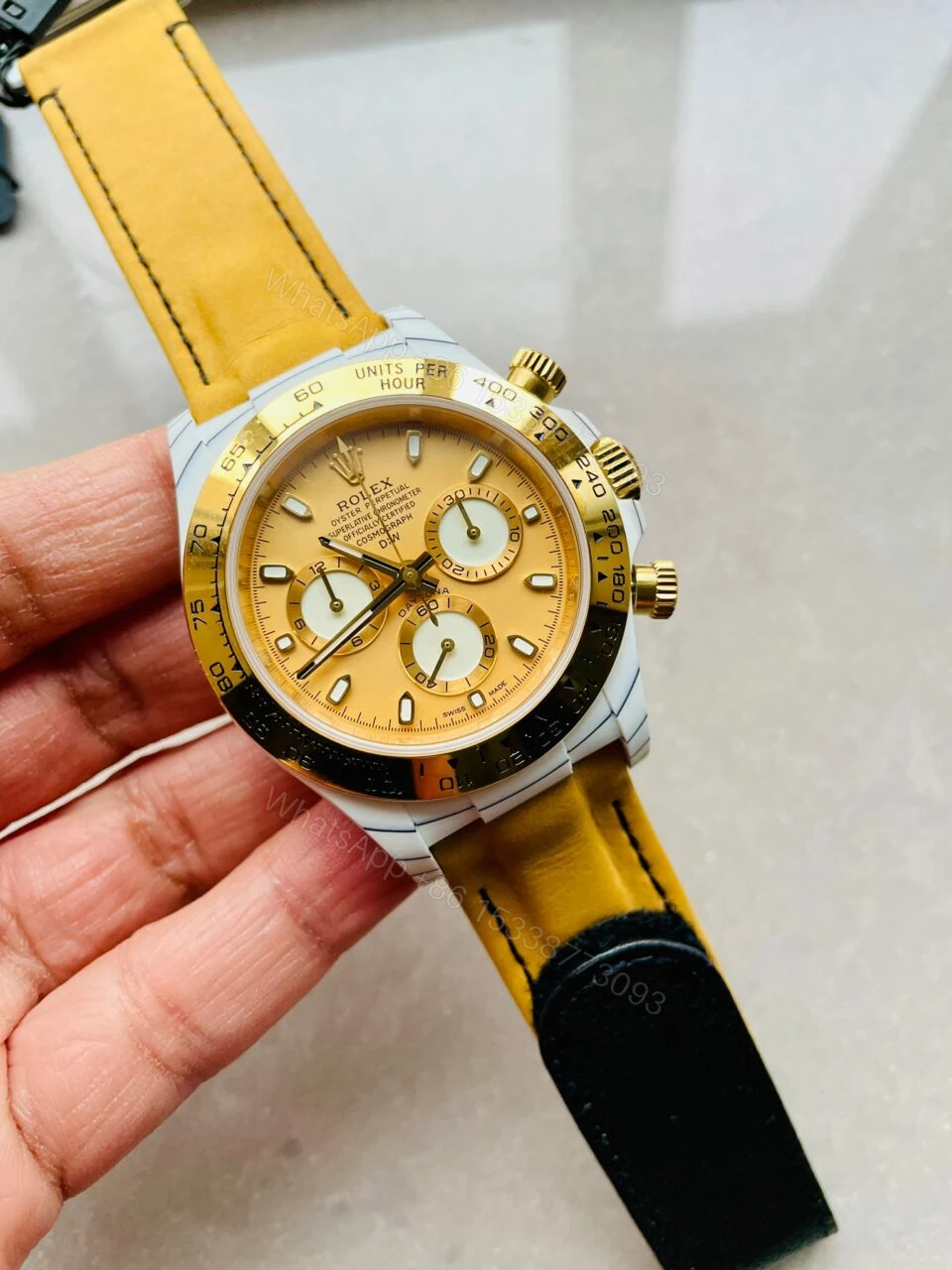 DIWF Factory 1:1 Rolex Daytona DIW White Carbon/YG Best Edition Gold Dial A7750 — view 1