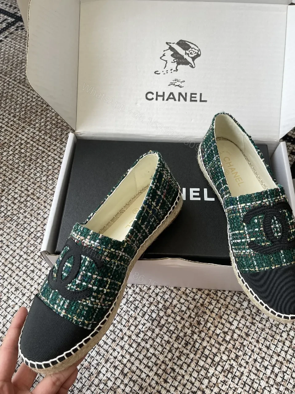 View 2 of Green Tweed Slip-Ons: Luxe Logo Cap Toe Loafers