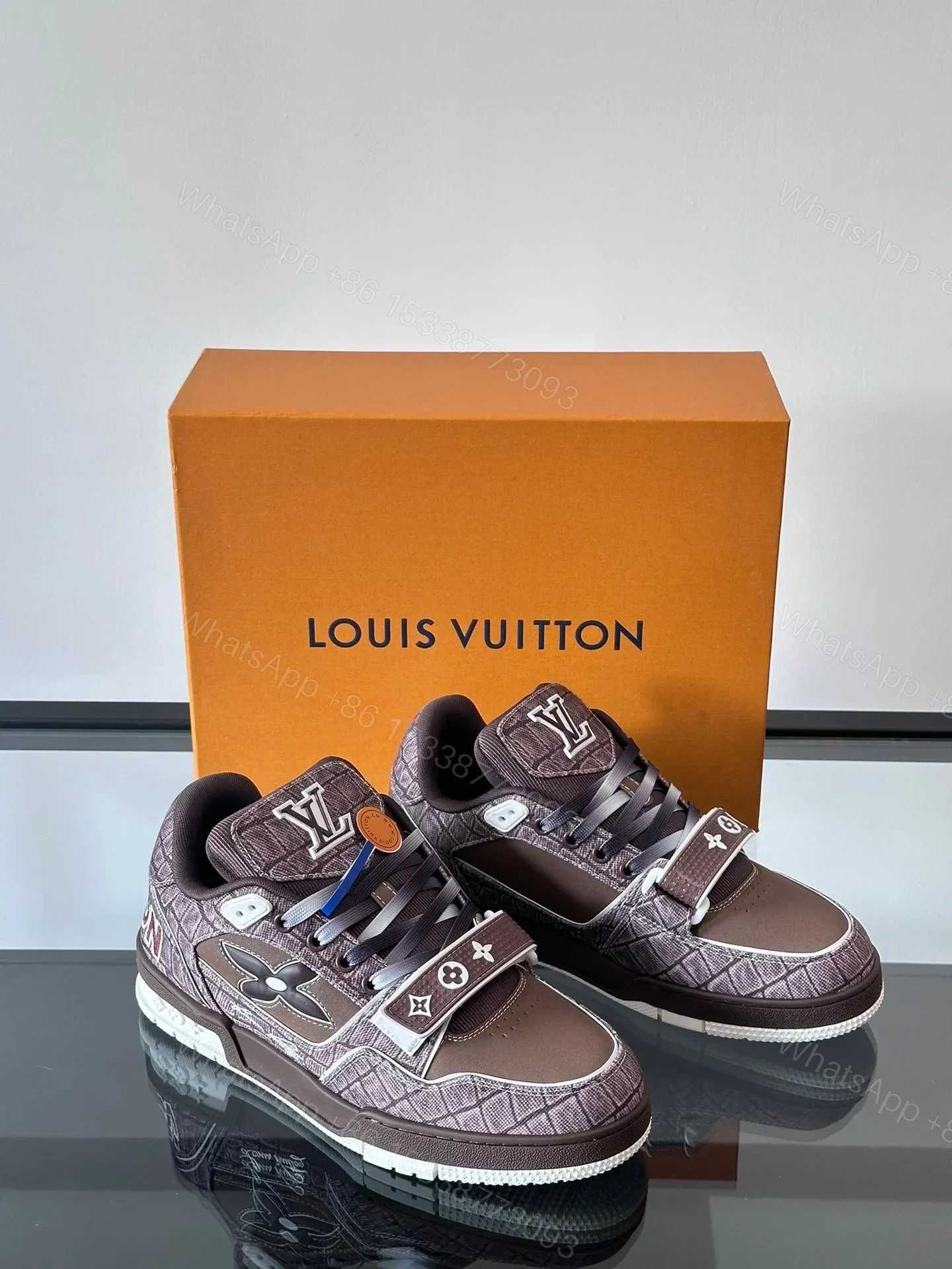 View 3 of LV Men Brown Textile Sneakers