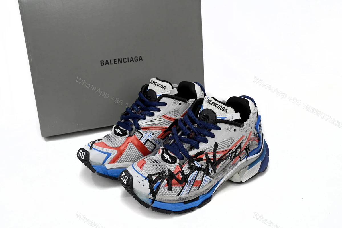 Balenciaga Runner White And Blue Printing 677402 W3RB6 1264 — view 2