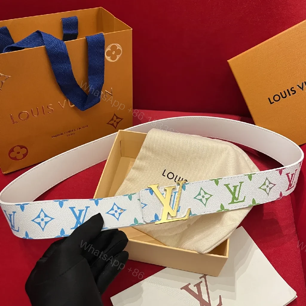 View 3 of Colorful Monogrammed Belt: Luxe Multi-Color Stripe, Premium Leather Belt