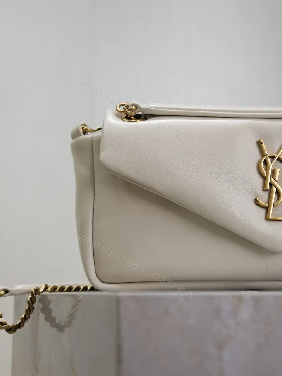 View 5 of Ivory Leather Envelope Bag + Gold Hardware + Elegant + Luxe Everyday Bag