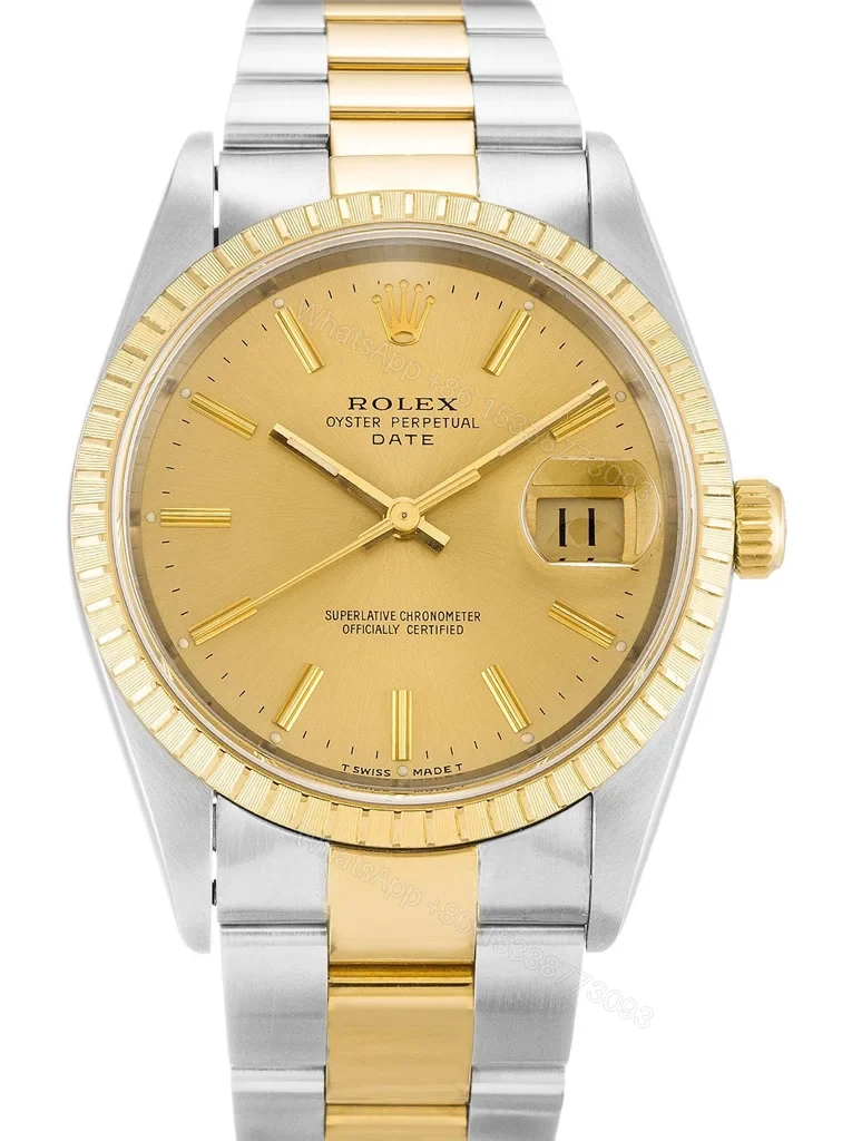 Replica Rolex Oyster Perpetual Date Champagne Dial 15223 34 mm — view 1