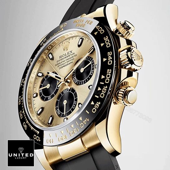View 3 of Rolex Daytona Cosmograph 116518LN Gold Dial Replica