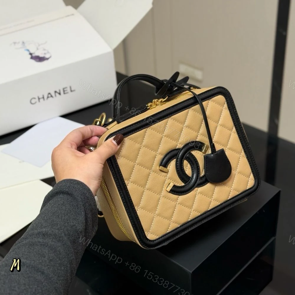 View 2 of Chanel CC Filigree Medium Vanity Case Beige 21Cm