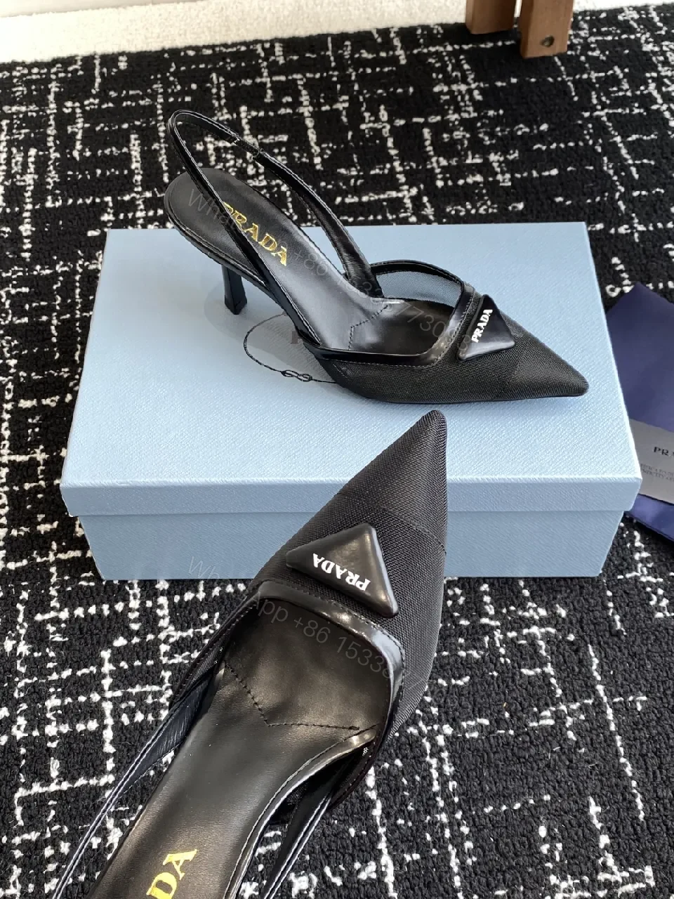 View 3 of Chic Noir Slingback Pumps: Pointed Toe, Black Fabric