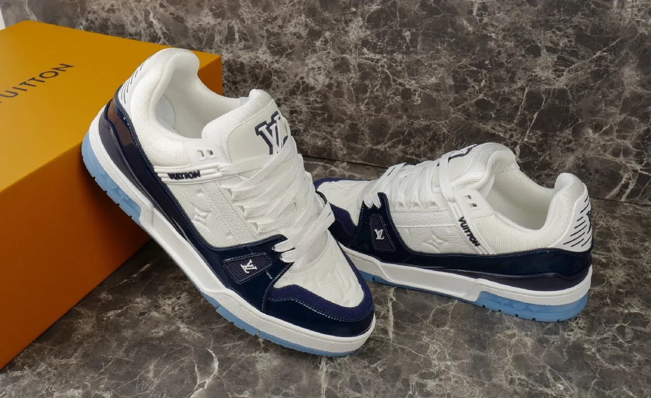 View 2 of Navy Patent luxury sneakers, premium leather, high-top design