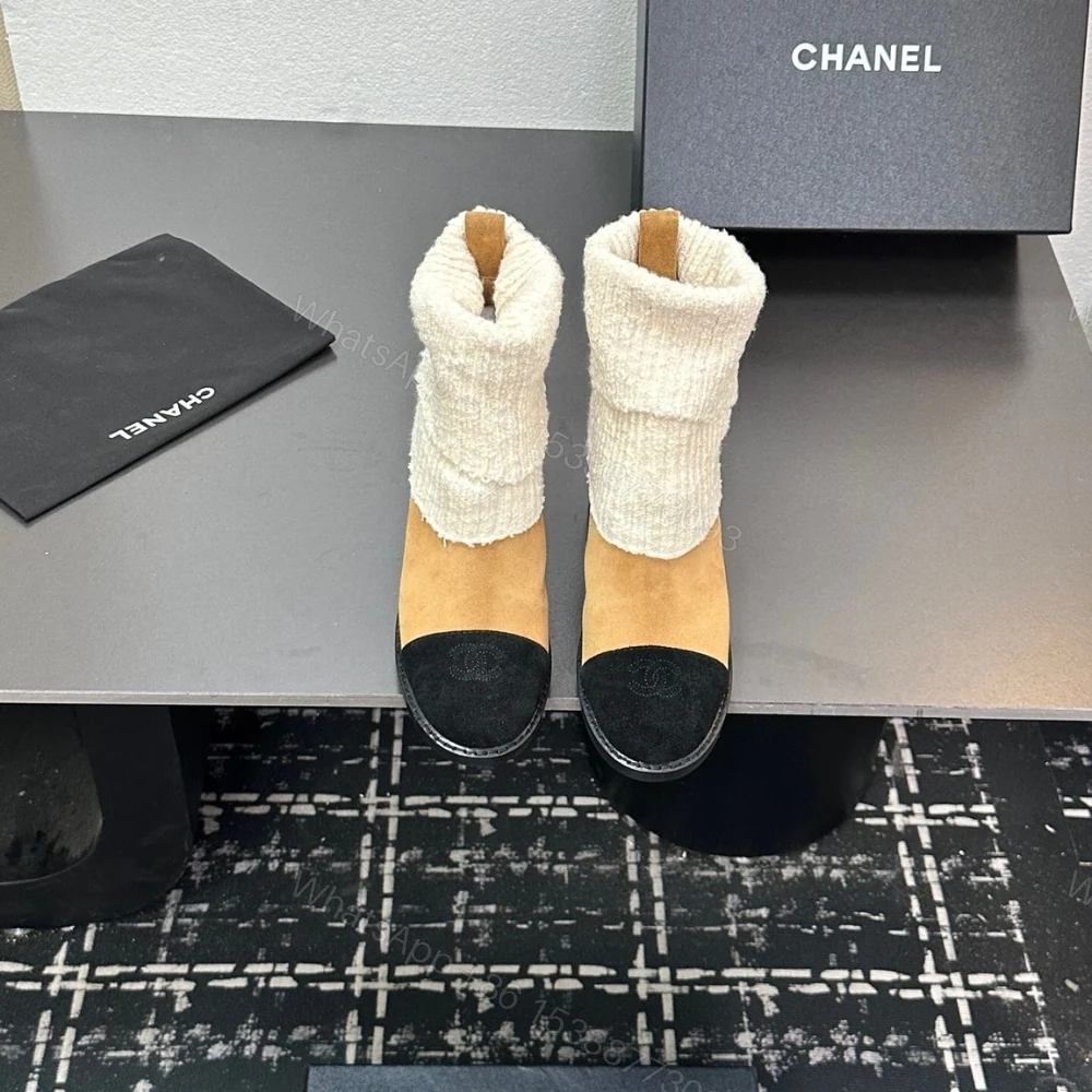 View 4 of CHANEL KNIT BOOTS BEIGE G46038 B18433 NZZX3
