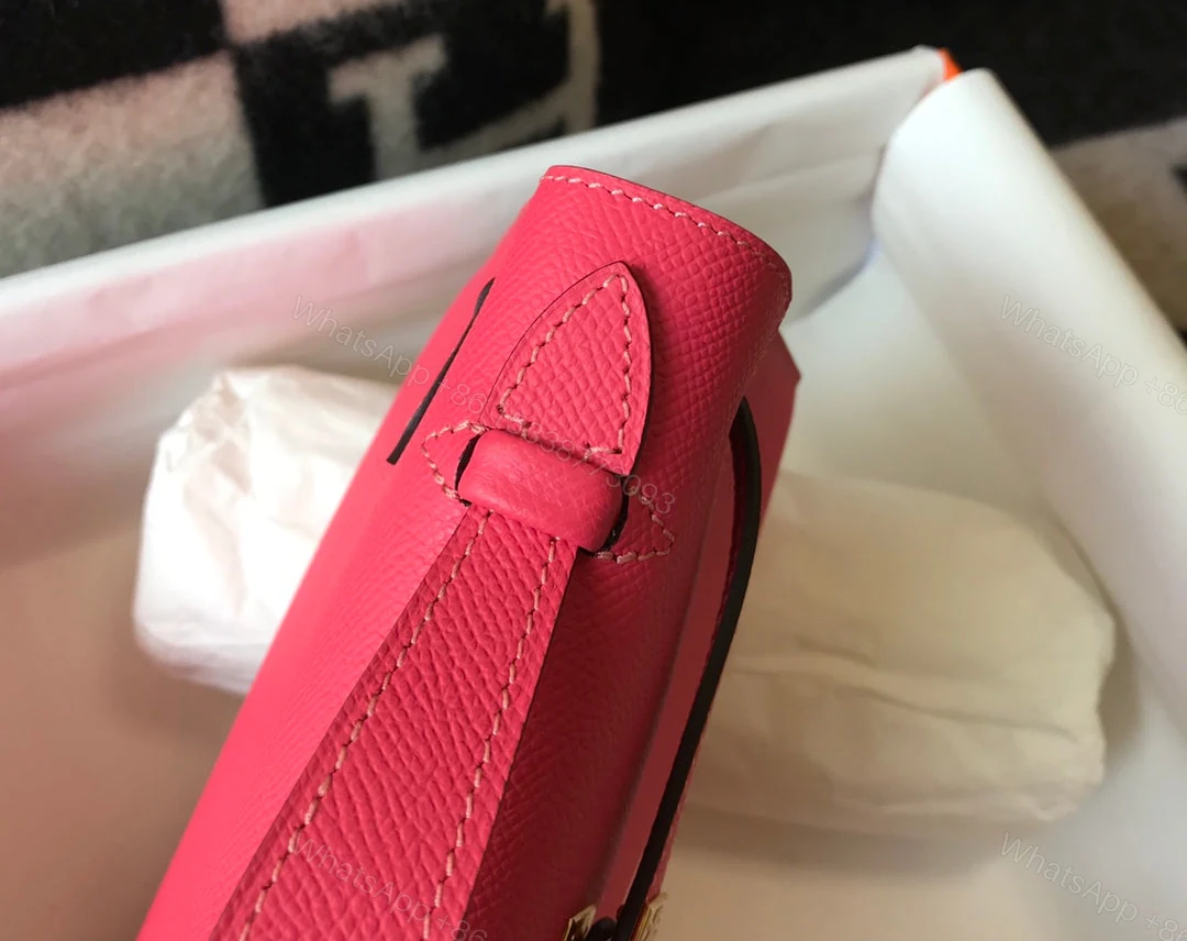 View 8 of H MINI KELLY POCHETTE GOLD TONED HARDWARE PINK 22CM
