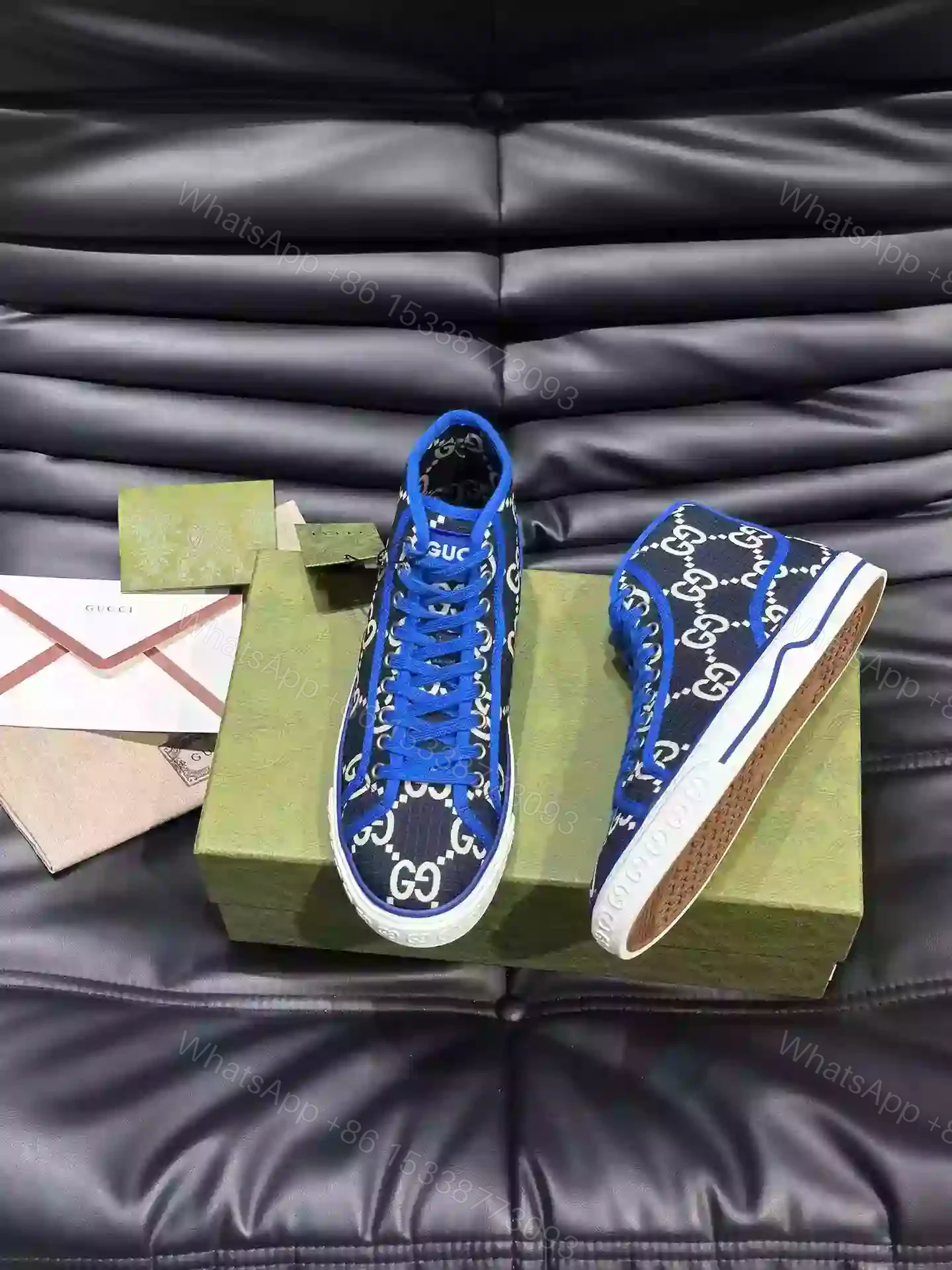 View 2 of GUCCI TENNIS 1977 HIGH-TOP SHOES SNEAKERS IN BLACK/BLUE – GC284
