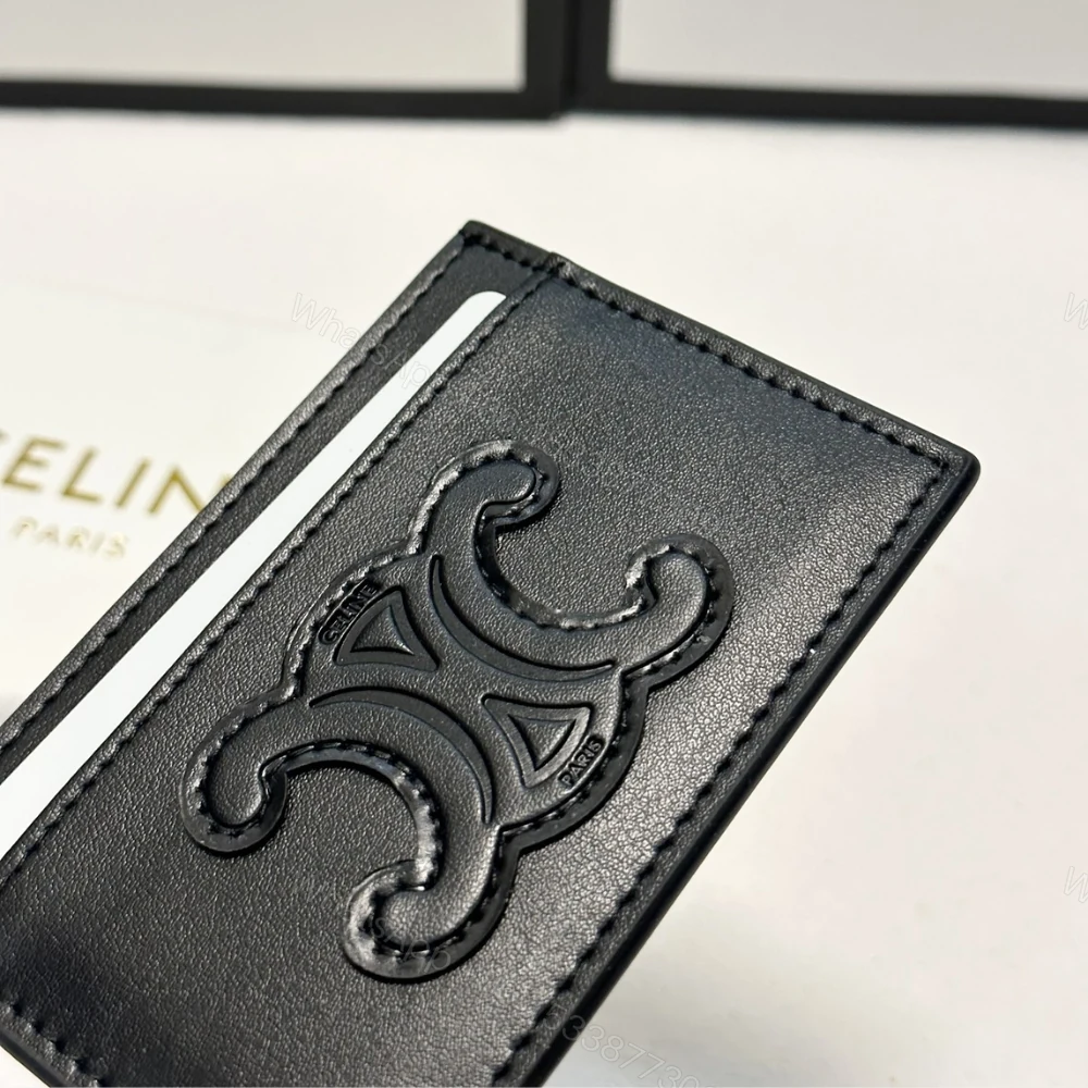 View 3 of CELINE CARD HOLDER IN SMOOTH LAMBSKIN TAN BLACK 9CM